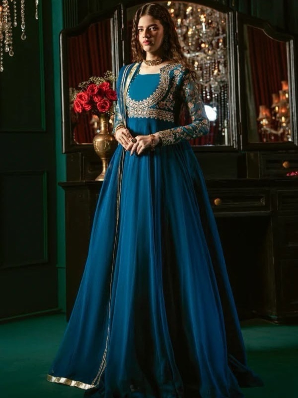 💙 Teal Blue Anarkali Dress